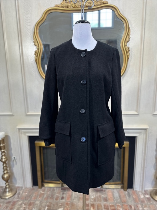 J. Jill Jackets & Blazers - J. Jill Wool Blend Coat Size S Black Collarless Minimalist Dark Academia